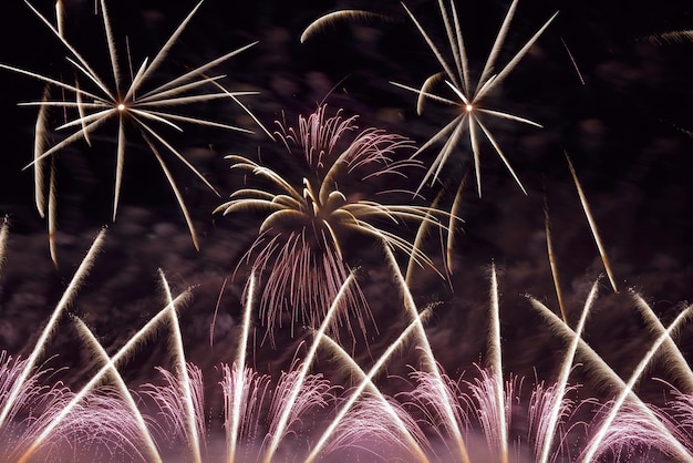 Photo exposition de feux d'artifice la nuit