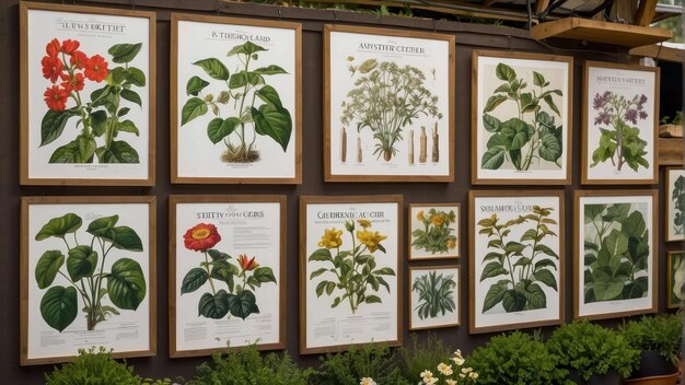 Exposition de plantes informatives dans le jardin