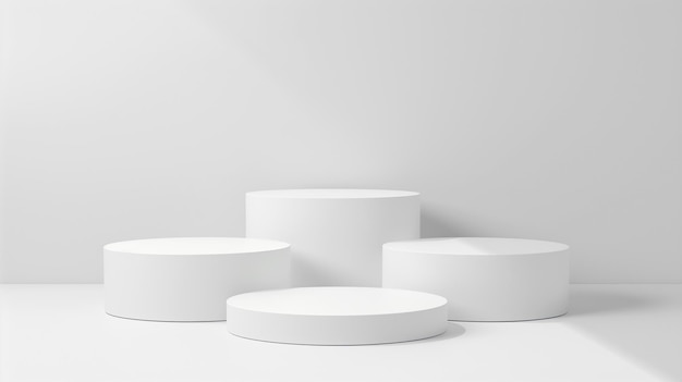 Exposition de produits sur le podium blanc