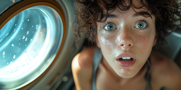 Photo expression d'anxiété effrayée femme passager avec aérophobie à l'intérieur de l'avion en chute en vol