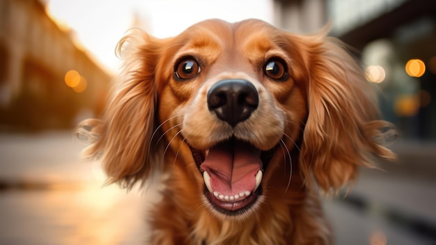 L'expression exubérante du sourire du chien est contagieuse.