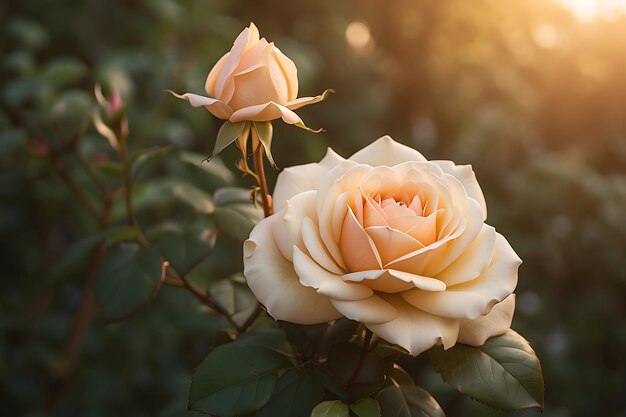 Une exquise image HD d'une rose immaculée nichée dans un jardin vintage