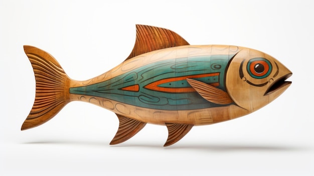 Une exquise sculpture de poisson indigène en bois de Jake Kruger