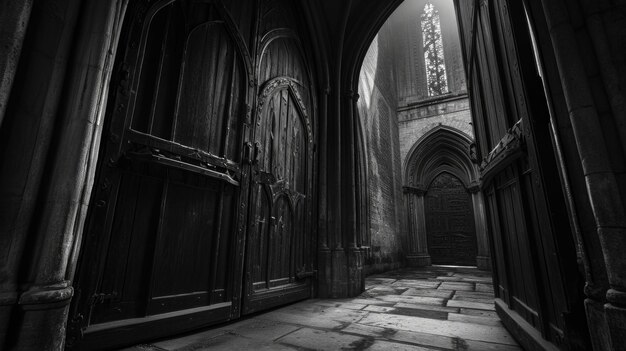 À l'extérieur des cathédrales, de lourdes portes en bois, une obscurité d'encre semble s'infiltrer à travers les