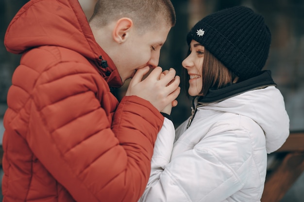 Extérieur froid ensemble romantique amour