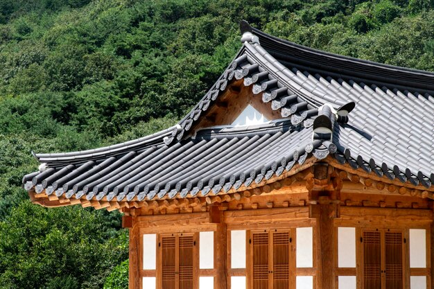 Photo l'extérieur d'un temple bouddhiste contre la montagne