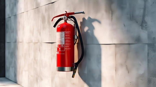 Extincteur monté sur un mur de construction