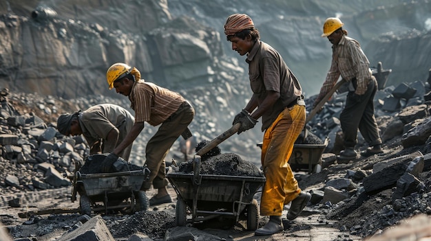 L'extraction du charbon en action montre le travail dur au travail alors que le charbon alimente une grande partie de notre monde