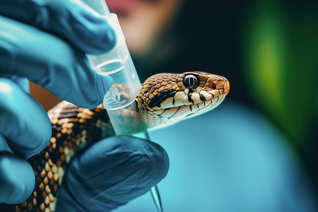 Extraction de venin de serpents en laboratoire pour la recherche médicale production d'antivenom pour les pharmaceutiques