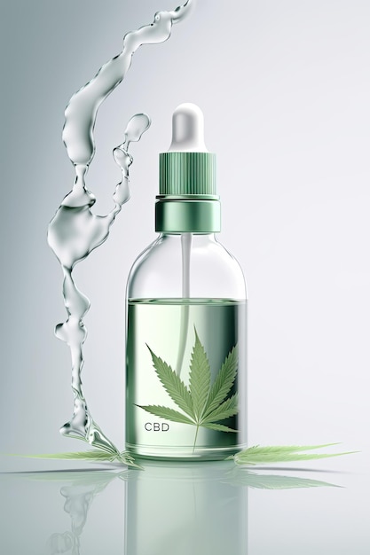 Extraits d'huile de cannabis médicinal dans des bocaux et des feuilles de cannabis vert médecine alternative Différentes bouteilles en verre avec CBD OIL AI générative