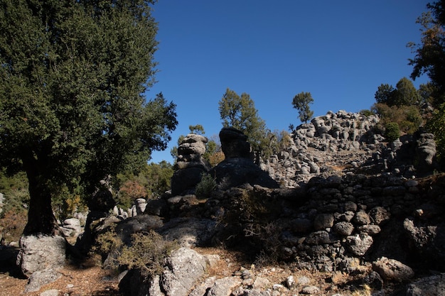 L'extraordinaire nature de la Turquie vieilles ruines faites de pierres montagnes forêts la beauté de la nature perpétuelle