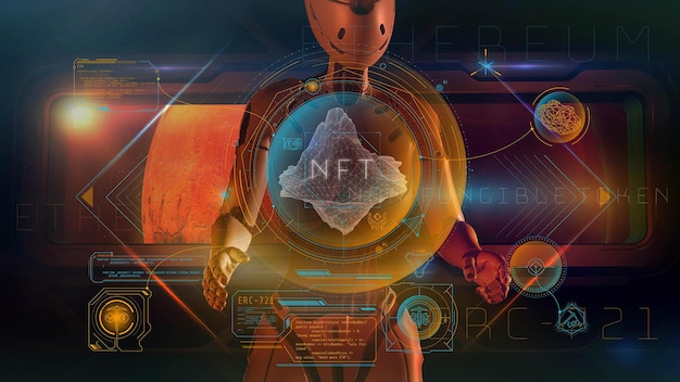 Un extraterrestre étudie l'infographie sur le rendu nft d