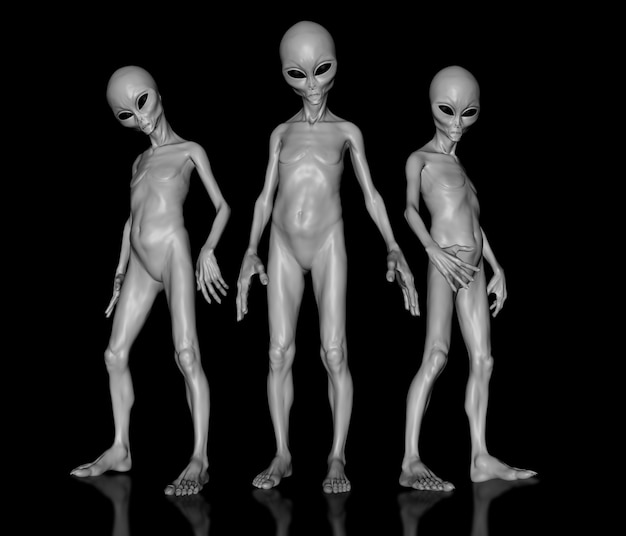 Extraterrestres 3D dans un groupe