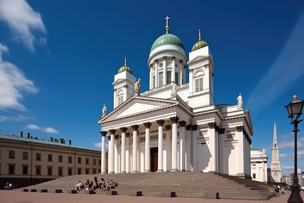 L'exubérante cathédrale d'Helsinki et le marché coloré du front de mer, IA générative