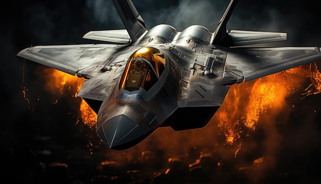 f 22 raptor studio lumière sur fond noir