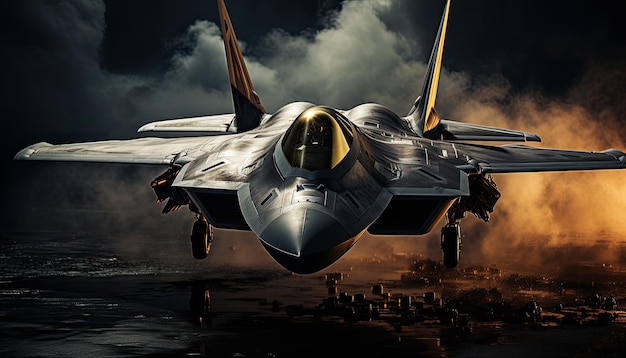 f 22 raptor studio lumière sur fond noir