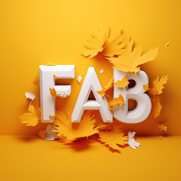 Photo fab en 3d texte blanc une tournure d'automne dramatique sur un simple fond ocre