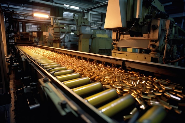 Fabrication d'obus et de cartouches sur la chaîne de montage d'une usine militaire