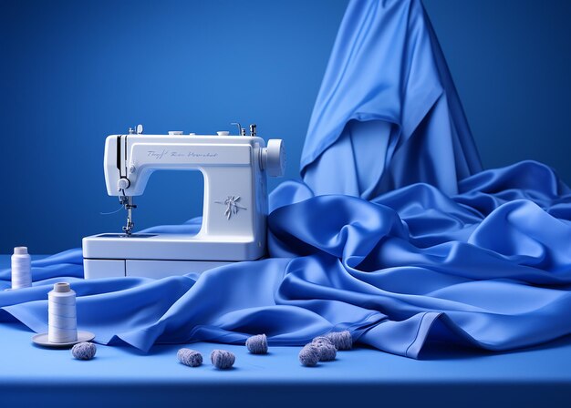 Photo fabrication textile sur un fond bleu plat