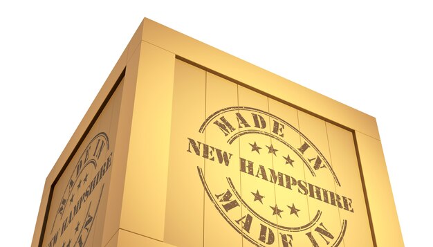 Fabriqué dans le New Hampshire avec la carte des États-Unis. Illustration 3D