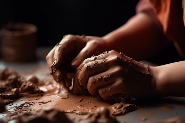 Fabriquer des figurines d'argile avec les mains Créé avec la technologie IA générative