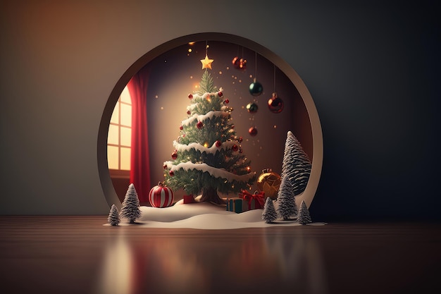 Fabuleux Joyeux Noël fond vide rouge Illustration AI Générative