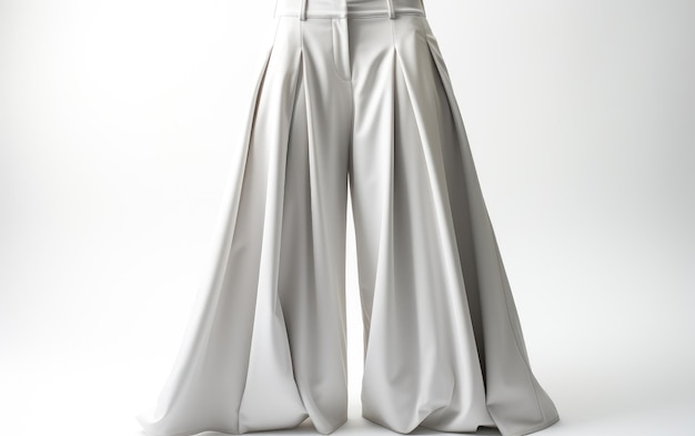 Fabuleux pantalon blanc à large taille isolé sur fond blanc