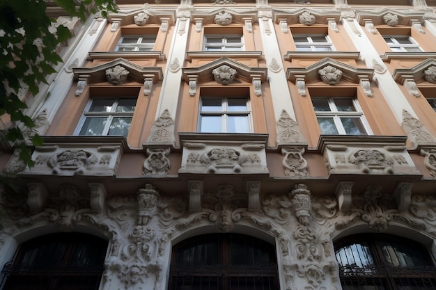 Façade ancienne du bâtiment générée par l'IA