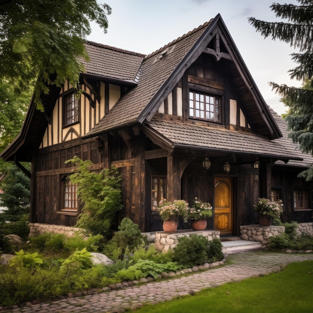 Façade de chalet en bois