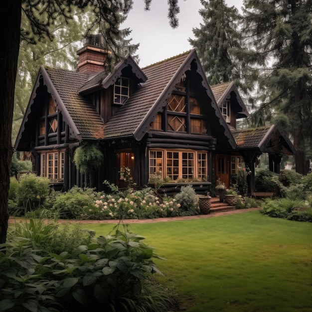 Façade de chalet en bois