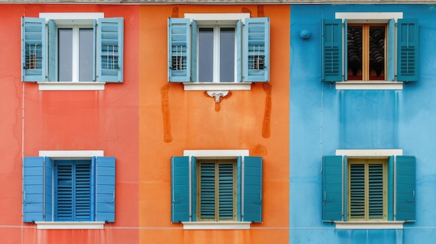 Façade d'un immeuble d'appartements moderne et coloré