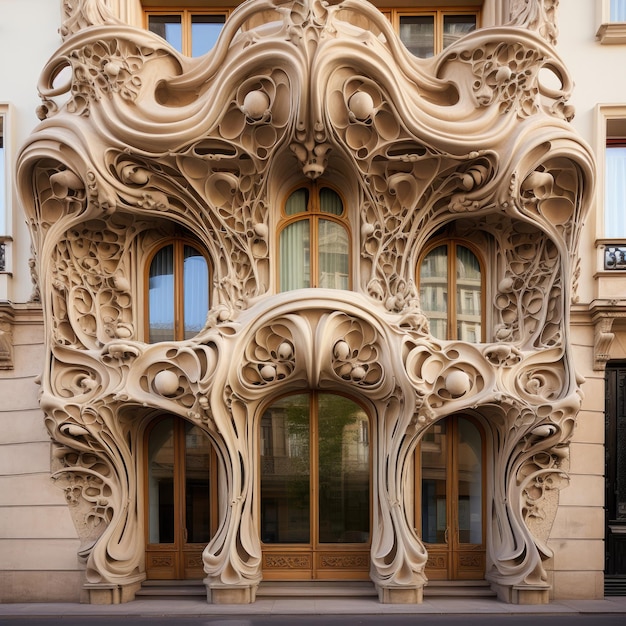 Photo façade d'un immeuble art nouveau