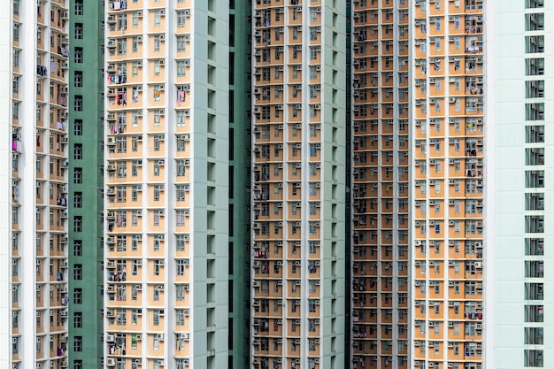 Façade de l'immeuble immobilier à Hong Kong