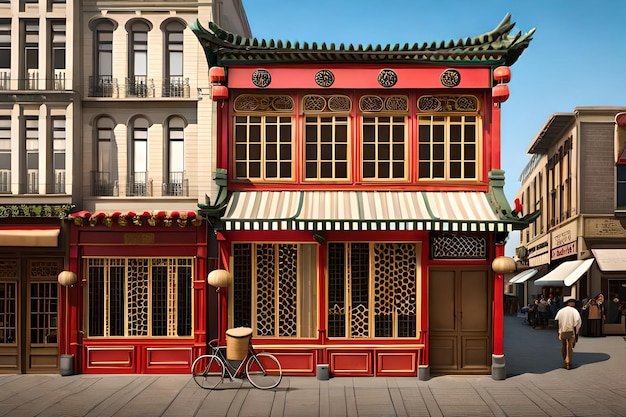 façades de bâtiments chinois et vitrines pour la conception de jeux 2D