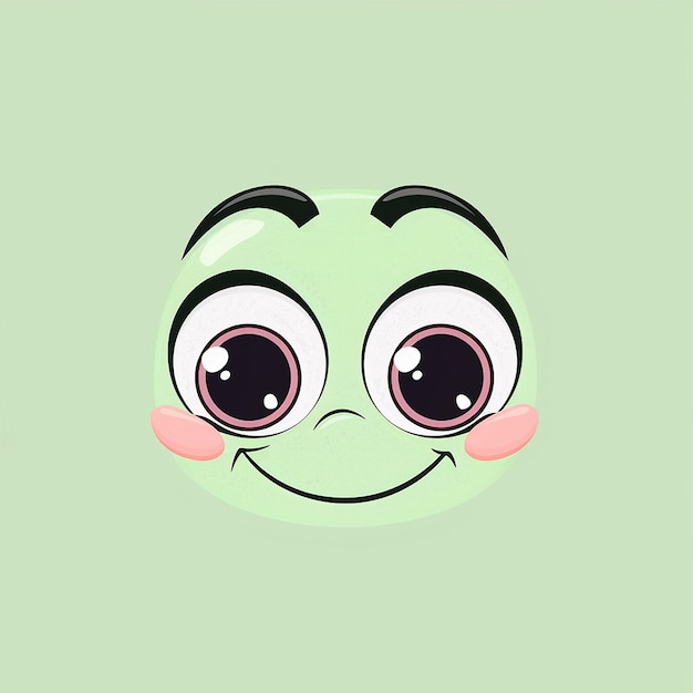 Photo face souriante avec de grands yeux emoji sur un fond vert clair