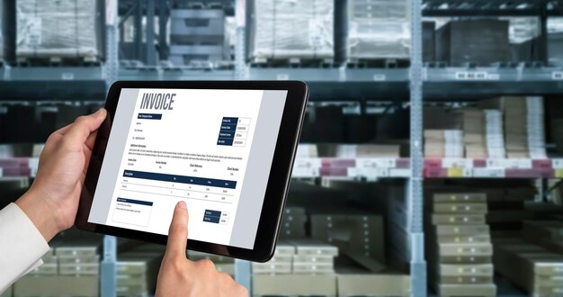 Facture sur l'écran de l'ordinateur à partir de l'application de comptabilité Snugly