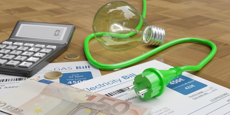 Facture d'électricité et de gaz Concept d'économie des coûts des ménages et d'énergie renouvelable