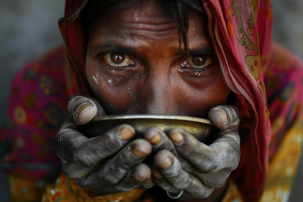 La faim, la pauvreté, le grand problème social silencieux de l'humanité, les enfants et les adultes des bidonvilles sales.