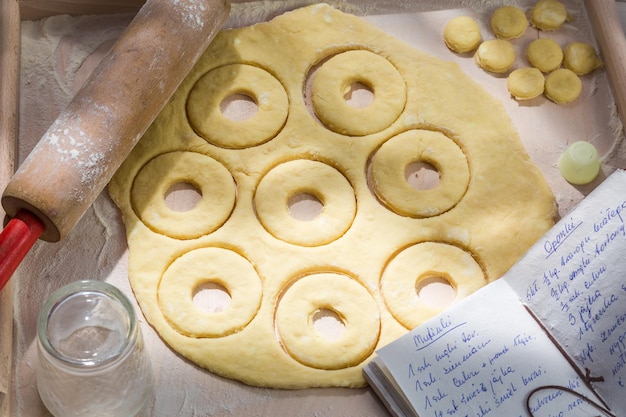 Faire des beignets frais faits maison dans la cuisine ensoleillée