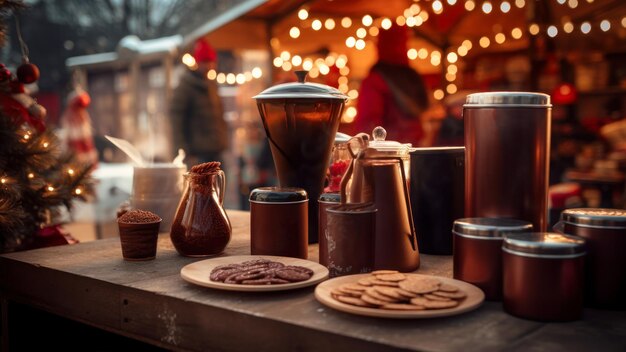 Faire du café au marché de Noël