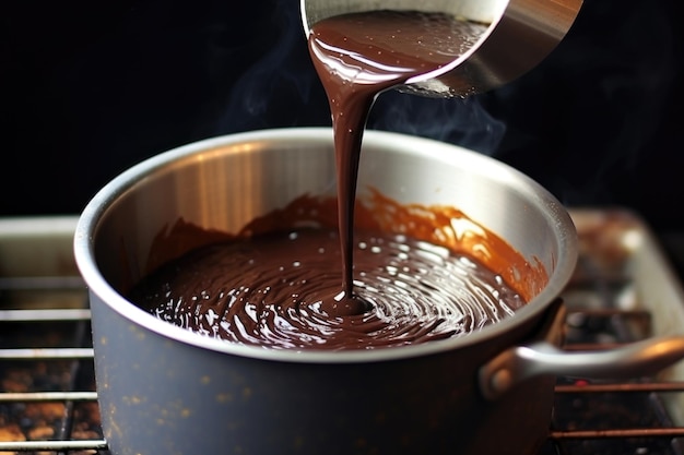 Faire fondre du chocolat noir au bain-marie créé avec une IA générative