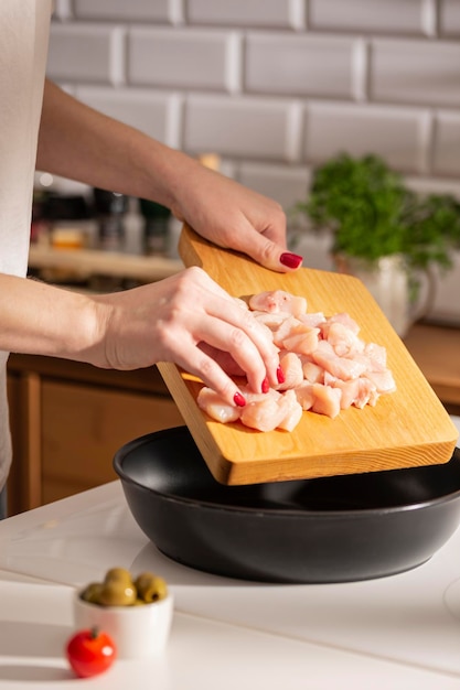 Faire frire du poulet teriyaki dans une poêle