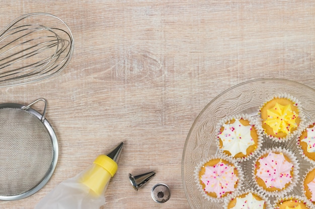 Faire un gâteau. Vue de dessus avec l&#39;espace pour votre texte.