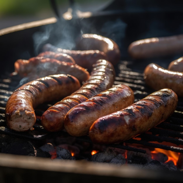 Faire griller des saucisses sur un barbecue