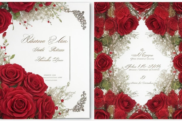 Faire-part de mariage avec des fleurs de roses rouges