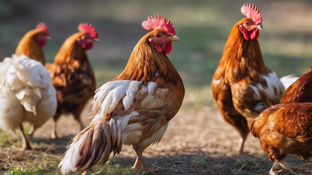 Faire en sorte que la texture des plumes des poulets d'oiseaux soit floue pour l'arrière-plan