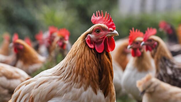 Faire en sorte que la texture des plumes des poulets d'oiseaux soit floue pour l'arrière-plan