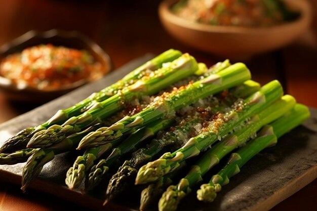 un faisceau de lances d'asperges minces