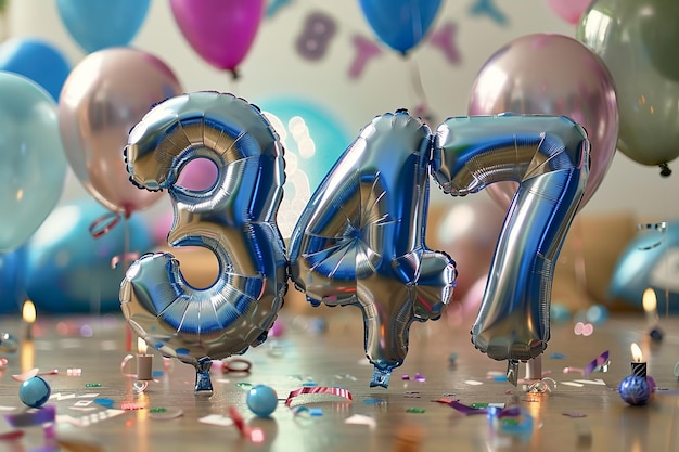 Photo fait de deux ballons d'hélium dorés flottants