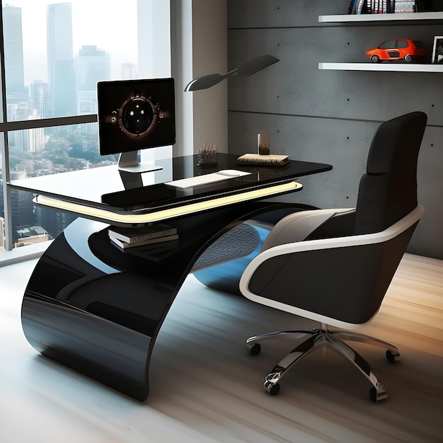 Faites l'expérience d'un ensemble de chaise de bureau d'ordinateur élégant et de luxe futuriste avec des fonctionnalités avancées de haute qualité